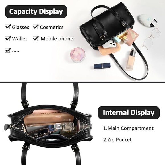 NEW Swing Bag, Zip Shoulder Bag Purse, Black - Picture 7 of 8